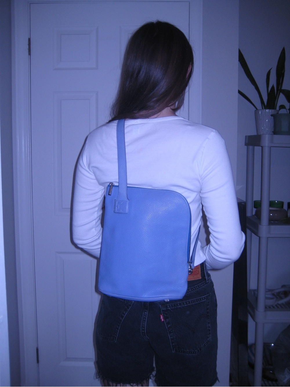 Escada Periwinkle Blue Pebbled Leather